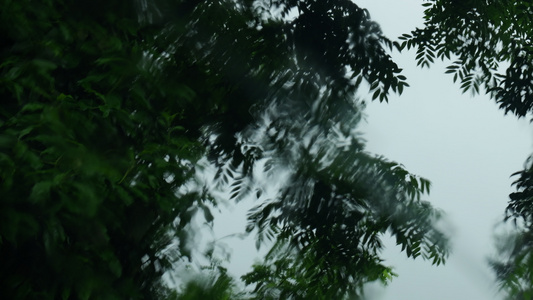 车窗上的雨滴4k窗户水珠下雨天光斑视频