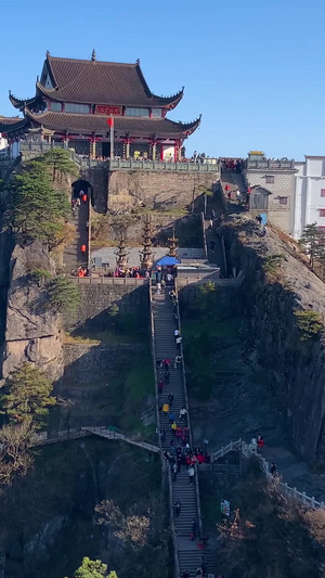 佛教圣地九华山景区景点天台寺视频合集世界自然遗产61秒视频