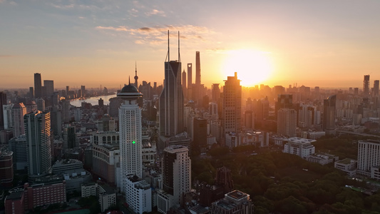 上海陆家嘴日出上海地标宣传片城市风光航拍视频