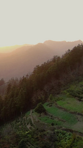 航拍安徽歙县群山日落自然风光视频大自然视频