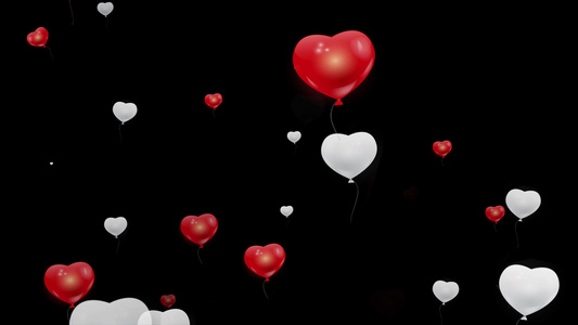 4K爱心气球上升动画元素带通道视频