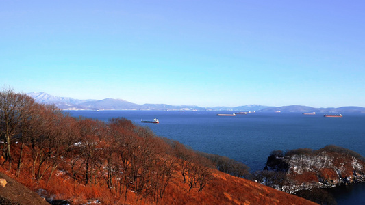 Nakhodka湾海景全景。 普里莫斯基克拉伊、鲁西亚视频