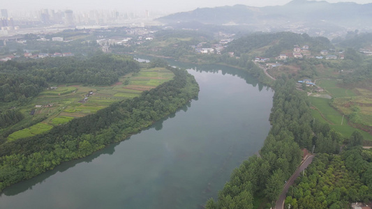 清晨河流山川云雾缭绕自然风景航拍视频视频