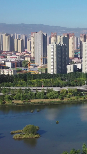 太原汾河北中环桥航拍视频城市风光37秒视频