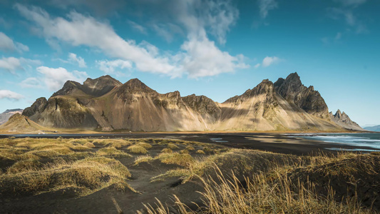 北欧冰岛山川地貌蝙蝠山犀牛石延时摄影视频