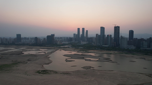 江西南昌城市日落晚霞夕阳航拍视频