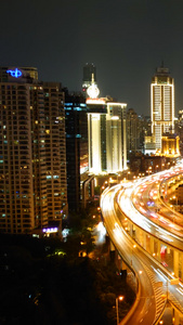 上海南北高架桥夜景车流延时视频