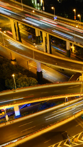 上海高架桥车水马龙航拍夜景延时视频