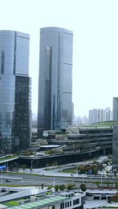 航拍杭州城市cbd地标视频