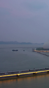 广东珠海海景地标建筑日月贝大剧院视频