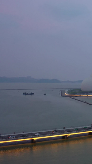 广东珠海海景地标建筑日月贝大剧院29秒视频
