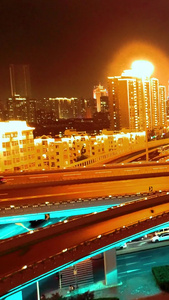 城市立交桥交通夜景航拍视频