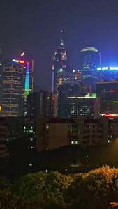 广州城交通夜景航拍视频