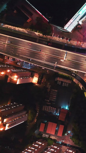 航拍城市夜景风光素材彩色立交桥视频