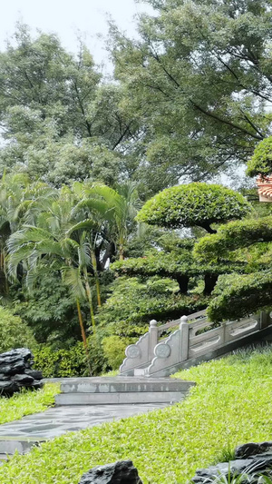 中国风古建筑亭院园林山水空镜37秒视频