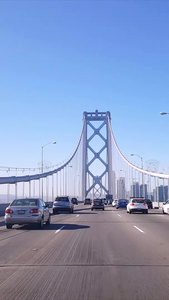 美国旧金山大桥汽车过桥驾车视角视频
