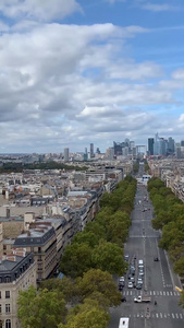俯拍法国首都巴黎城市天际线建筑风光实拍视频合集视频