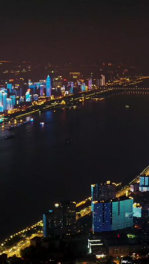 航拍武汉夜色城市灯光秀18秒视频