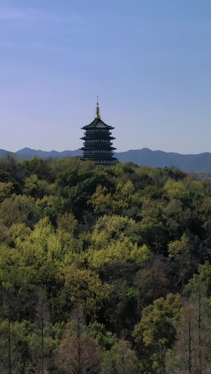 航拍杭州西湖雷峰塔125秒视频