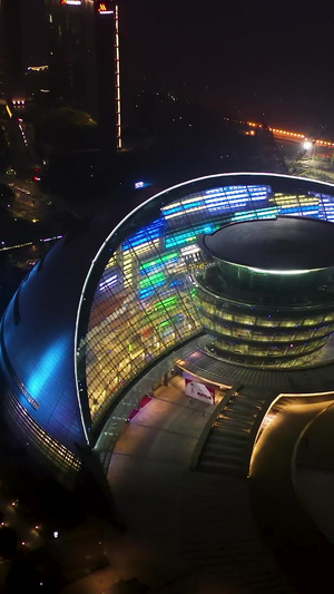 航拍杭州大剧院夜景39秒视频