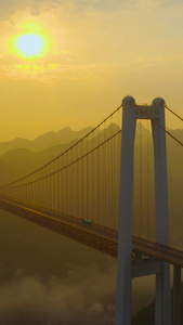 贵州航拍日出湖陵河大桥视频