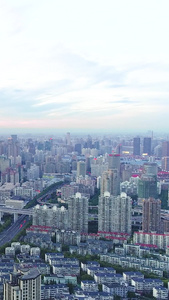 上海黄昏城市风光日景航拍视频