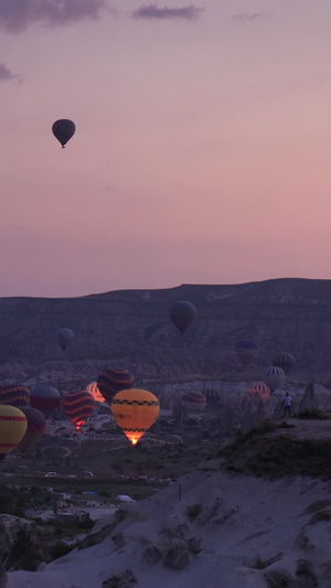 卡帕多奇亚高空视角日出热气球实拍124秒视频
