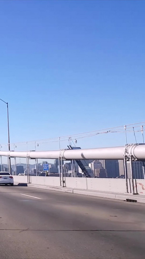 美国旧金山大桥汽车过桥驾车视角57秒视频