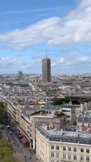 俯拍法国首都巴黎城市天际线建筑风光实拍视频合集90秒视频