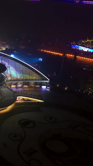 航拍杭州大剧院夜景39秒视频