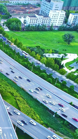 郑州市区交通立交桥航拍23秒视频