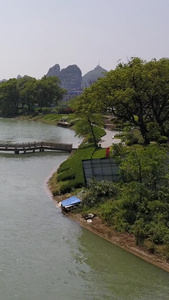 高清航拍桂林塔山风景区穿山公园江水山景田园风光视频