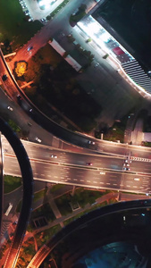 航拍城市夜景风光素材彩色立交桥视频