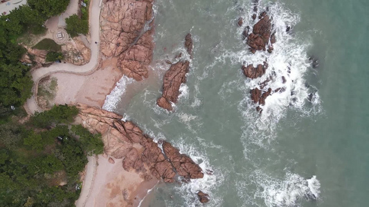 大海海浪沙滩风景海洋航拍视频