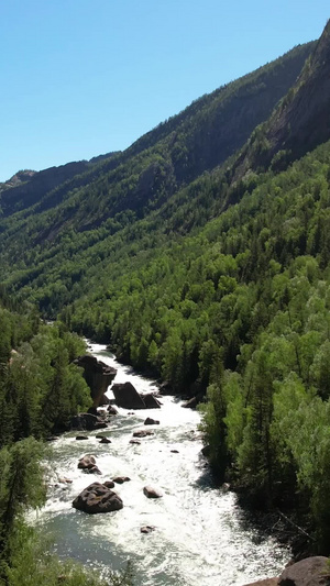 5A可可托海景区额尔齐斯峡谷与河流视频国家地质公园56秒视频