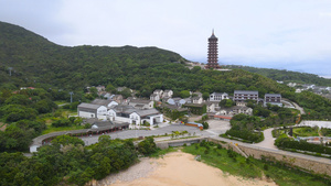 5A风景区普陀山岛海岸航拍4K125秒视频