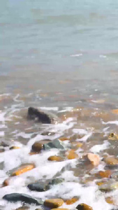 海浪拍打在鹅卵石上合集视频