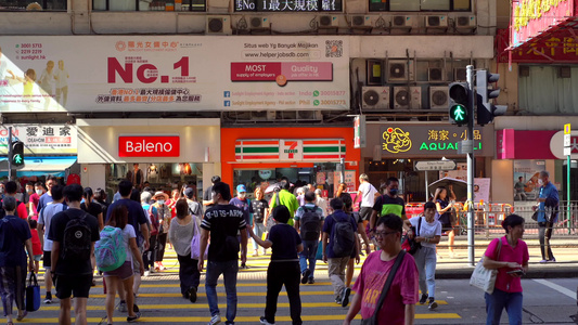 香港路口行人街景视频