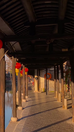 浙江著名5A级景区西塘古镇烟雨长廊实拍视频合集旅游景区135秒视频