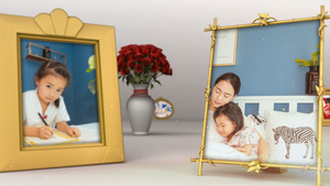 三维模型温馨家庭回忆图片动画相册AE模板26秒视频