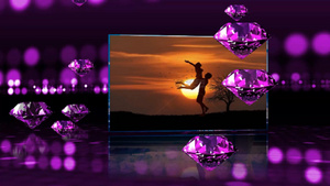 3D三维立体豪华紫色钻石婚礼婚庆图文展示会声会影x10模板136秒视频