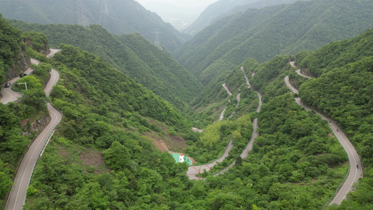 皖南川藏线六道湾山路风景航拍视频