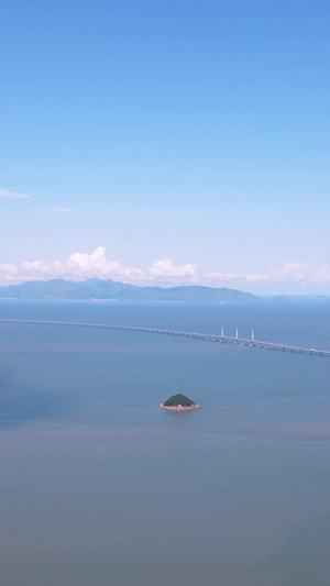 城市风光珠海海边航拍港珠澳大桥素材城市素材55秒视频