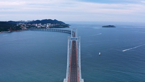 4k航拍大连星海湾跨海大桥39秒视频