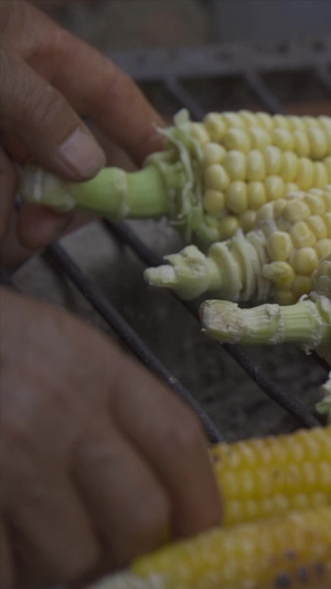 劳动人民烧玉米剥玉米粒烤玉米19秒视频