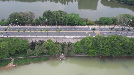 江滨道路航拍视频