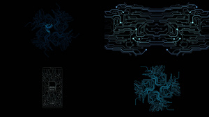 一组电路板电路流动生长动画10秒视频