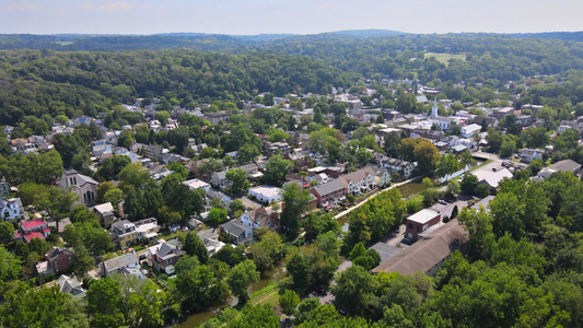 位于历史名城新希望宾夕法尼亚州附近的美国新泽西州兰伯特维尔美丽城镇城视频