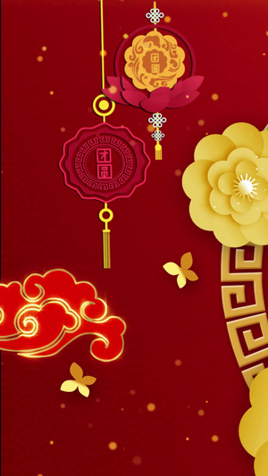 大气春节节日背景红色背景15秒视频