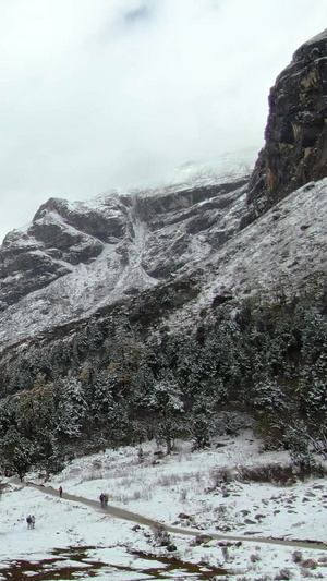 航拍阿坝州旅游景区毕棚沟景点燕子岩视频高海拔58秒视频